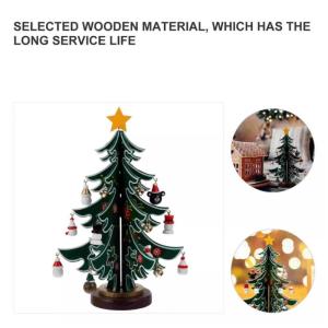 Kerst-tafeldecoratie, mini-tafeltop, kerstboom, hout, kerstboom-ornamenten, tafelbureaudecoratie