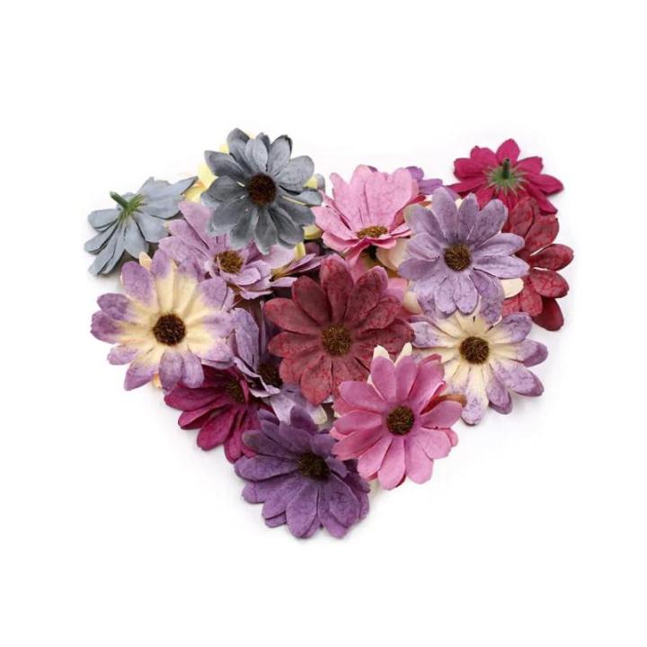 Bloemen om te knutselen, 50 stuks, , strooibloemen, decoratie, zijde, madeliefjes, bloemkoppen, zijden bloemen, om te knutselen, voor doe-het-zelf tuin, bruiloft