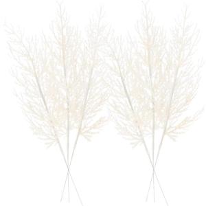 24er Pack Künstliche Glitzer-Kieferbaum-Äste, Dekorative Stäbe, Glitzernde Stängel, Picks, Zweige für Weihnachtsbaum, Kleine Vase, Feiertage, Hochzeit, Party, 14 Zoll.Weiß