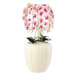 Kunstorchidee, cascade, bloemenboeket, crèmerosa in pot, crème, 90 cm hoog, rubberen bloemen, 5 scheuten, decoratie voor thuiskantoor