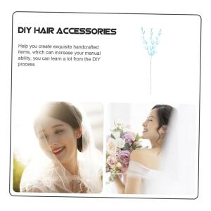 50 Stück Simulierte dreizackige Stoff für Kopfschmuck selber Machen Braut Kopfschmuck Artificial sztuczne kwiaty Blumenstiel mit Acrylperlen künstlicher Blumenstiel