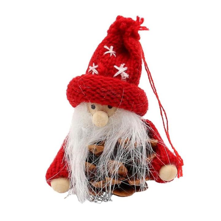 Brei/houten poppen/Kerstman als boomhangen/hanger in set van 4, afmetingen per figuur ca. 7,5 x 7,5 x 10 cm. 550119 dennenappelpoppen