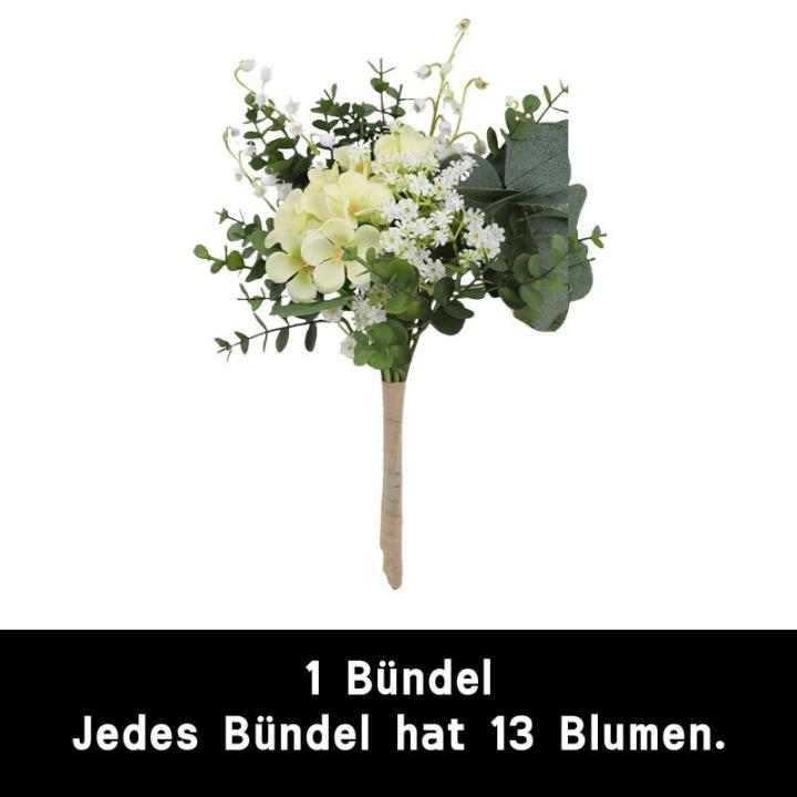 Blumenstrauss Künstlich Blume Künstliche 40 cm Lang 13 Blühende Blüten Artificial Flowers Blumen für Hochzeit Zuhause Hotel Büro Dekoration 1814