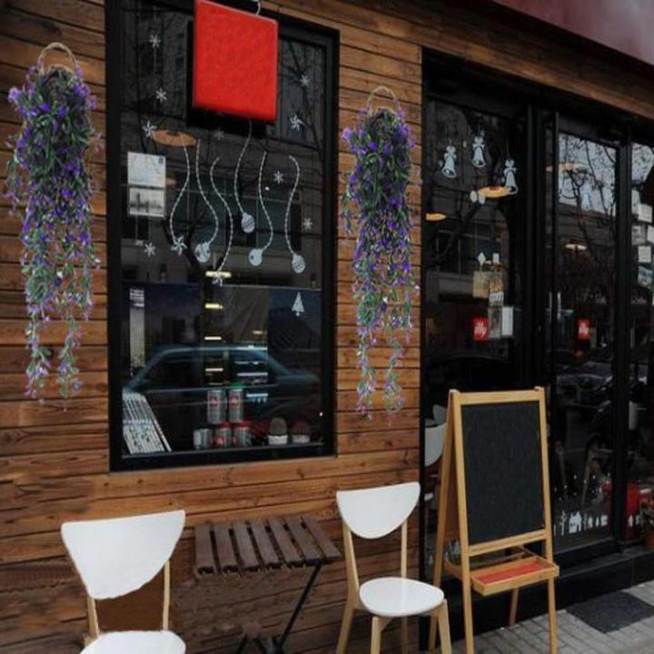 2 PCS Artificial Ivy Vine Artificial Flowers Artificial Hanging Plants Hanging Garland Vine Flower Plastic Plants for Wedding Party Garden Home Hanging Basket Decoration (Purple)
