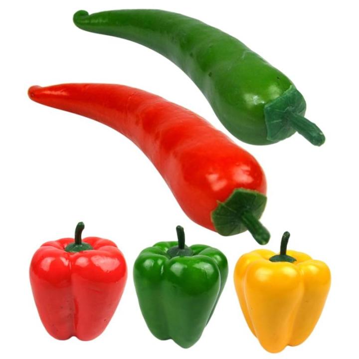 2 Sätze Simulationsmodell Paprika Schaufensterpuppe Maneküre- Set Gemüsemodell Repiclas Gefälschte Essensrequisite Gefälschte Lebensmittelmodellstütze Poly-Drache 5 Stück * 