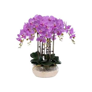 Kunstblumen Künstliches Blumenset, Phalaenopsis mit Pflanzgefäß, Kunstblume für Wohnzimmer, Simulationsblume, Heim-, Tisch- und Bürodekoration für jeden Anlass