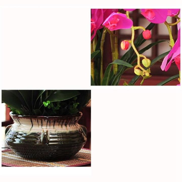 Kunstblumen Künstliche Orchideenblumen im Keramiktopf, Seiden-Phalaenopsis-Pflanzenarrangement für Bürotisch/Wohnzimmer/Schlafzimmerdekoration für jeden Anlass