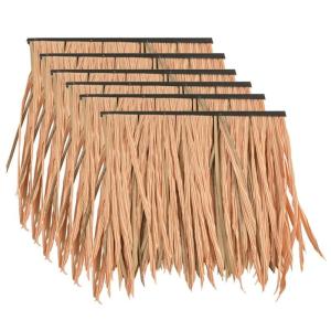 6 STÜCKE Palmenstroh Aus Kunststoff, 50 X 50 cm Mexikanische Palmenstrohrolle Tiki Hut Bar Dachstrohdekoration, (Color : Yellow-4)