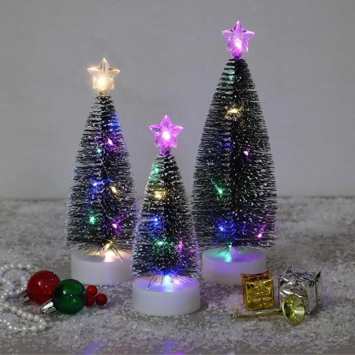 Weihnachtsbaum Klein mit Beleuchtung 3PCS Tisch Mini Weihnachtsbaum Geschmückt mit LED Lichterkette Tabletop Kleiner Weihnachtsbaum Mini Tannenbaum Künstlich Klein Weihnachtsdeko