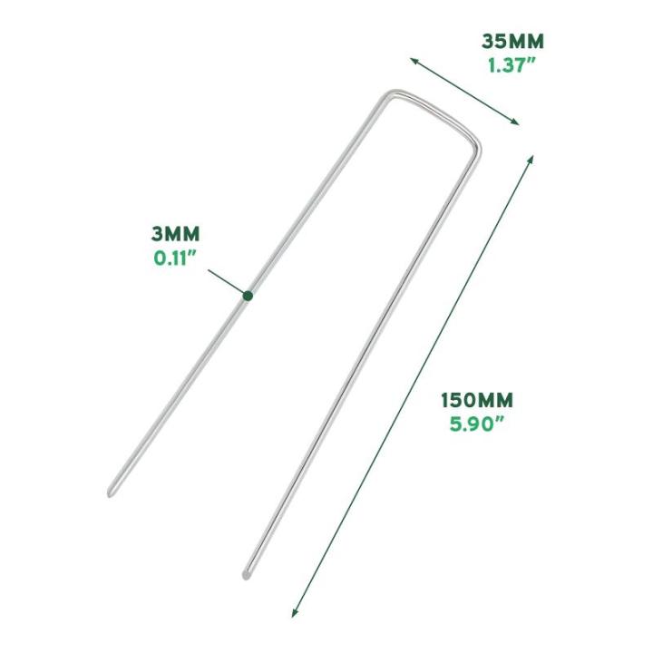 26610 10er-Packung 15 cm Kunstgrasanker aus Metall | Strapazierfähige U-Stifte | Mehrzweck-Erdanker | Gartenzubehör, grün