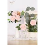 Kunstbloemen, rozen, 25 stuks, decoratieve bloemen, kunstrozen met stelen, Valentijnsdag, Moederdag, bruiloftsfeest, babyshower, woondecoratie, roze (blush pink)