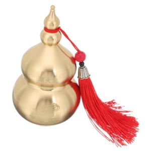 2 Stuks Messing Decor Retro Decor Heldere Huisdecoraties Voor Thuis Hu Lu Cucurbit-Standbeeld Koperen Pompoen Figuur Pompoen Waterfles Pompoen Standbeeld Figuur