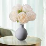 Simulation Blumenstrauß,Künstlicher Blumenstrauß Pfingstrose, 5er-Bouquet, echte Seidenblumen mit Stiel, cremefarbene Kunstblumen als Dekoration in großen Mengen(Cream)