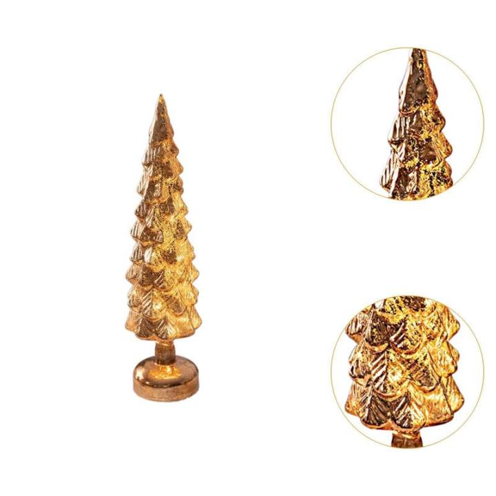Beleuchteter Tisch-Weihnachtsbaum, Weihnachtsschmuck, Nachtlicht, Nachtlampe für Kaminsims, Schlafzimmer, Fenster, Regal, Wohnzimmer, L Gold