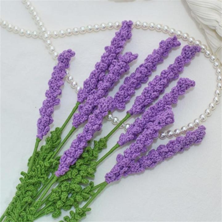 Handgemachte Häkelblumen Künstliche Wolle Gestrickte Blumen Stricken Gefälschte Lavendel