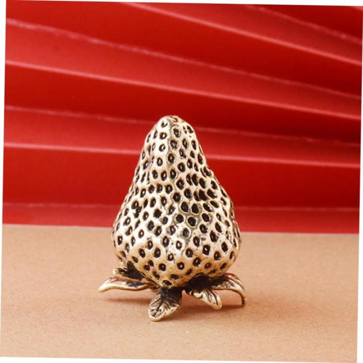 3 Stück Messing Erdbeer Desktop Erdbeer Ornament Messing Basteldekor Exquisite Erdbeer Dekorationen Exquisite Erdbeer Statuen Dekor Messing Bastelstatuen Messing Dekor