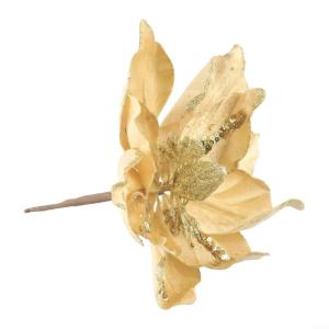 Glitzernde Weihnachtsstern-Blumen, Weihnachtsbaumschmuck, hängende Dekoration für Weihnachtsbaum, Hochzeit, Party, Kranz-Dekoration (Gold)