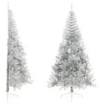 Halve kunstkerstboom met standaard, kerstboom, dennenboom, decoratieve boom, kunstboom, kerstdecoratie, zilver, 240 x 125 cm