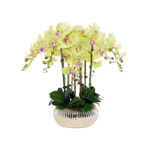 Kunstblumen Künstliches Blumenset, Phalaenopsis mit Pflanzgefäß, Kunstblume für Wohnzimmer, Simulationsblume, Heim-, Tisch- und Bürodekoration für jeden Anlass