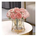 Kunstblumen Künstliche Blumen mit Metallrahmen, Glasvase, Blumenarrangement für Tischdekoration, Home Office, Hochzeitsdekoration für jeden Anlass