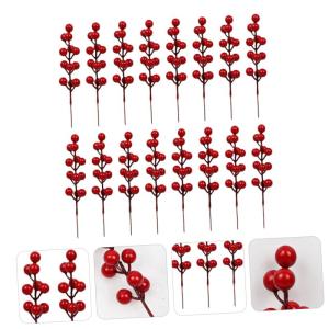 40 STK Simulation Rote Fruchtgabel Holly Beeren Stammt Künstliche Beerenstiele Künstliche Stechpalmenbeeren Weihnachtskranz Beere Gefälschte Beerenstiele Roter Beerenkranz Schau