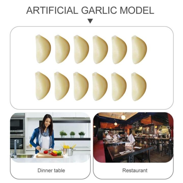 3 Sätze Simulierter Knoblauch Küchendekoartikel Simulierte Knoblauchzehen Nachgemachte Knoblauchflocken-Requisiten Simulation Gemüsedekor Gemüse-Foto-Requisite PVC 12 Stück * 