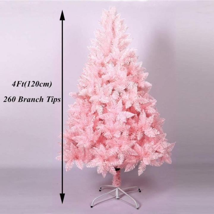 Rosa künstlicher Weihnachtsbaum, Weihnachtsbaum, aufklappbare Fichte, Matter PVC-Weihnachtsbaum mit Metallständer, hochwertiger verschlüsselter Weihnachtsbaum, Festliche ，4ft(