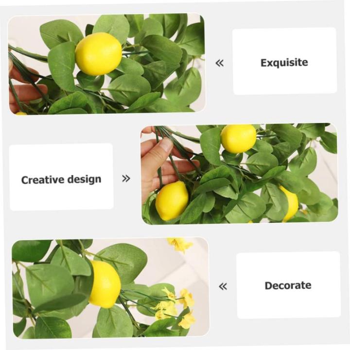 10St Simulation Zitronenrattan Foto Girlande Feiertag festlicher Zitronenzweig Obst Künstliche Zitronenpflanze Dekorative Zitronenpflanze künstliche Blumen Anlage gefälschte Zwe