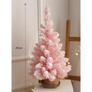 Home Table Tip Künstlicher rosafarbener Weihnachtsbaum aus Kiefernholz, Mini-Weihnachtsbaum mit Beflockung, realistische Weihnachtsdekoration für Heimbüro-Dekorationen, Tischdek