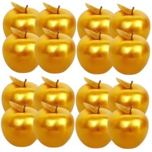 16 STK Simulierter Goldener Apfel goldene künstliche Frucht Simulation Obstdekor Fliege künstliche früchte dekoapfel Spielzeug Ornamente in Fruchtform künstliche äpfel dekor S