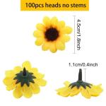 100 stuks decoratieve korenbloembloemen, kunstbloemhoofdjes, decoratie, 4,5 cm, , zonnebloemen, kunstgele bloemen voor bruiloft, feesten, thuis, doe-het-zelf handwerk, geel