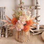 Kunstblumen Künstliche Pflanzen Blumen Deko Seidenblumen Hortensien Blumenarrangements Kernstück Hochzeit Blumenstrauß(Rosa Orange)
