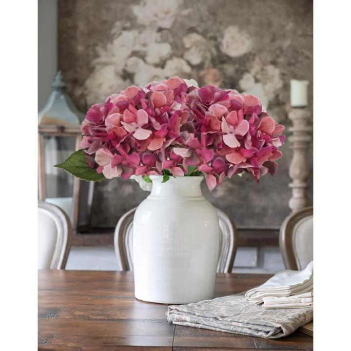 4 stuks kunstmatige hortensia-rozen, rood, Ø 19 cm, kunstbloemen, hortensia, als echt voor bruidsboeketten, huis, kantoor, hotel, feestdecoratie, middenstukken, bloemstukken