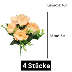 Kunst Blumen 24 Bündel Künstliche Blume Pfingstrose Gefälschte Pfingstrosen Blumensträuße für Hochzeit Zuhause Tischparty Fensterdekoration 0809