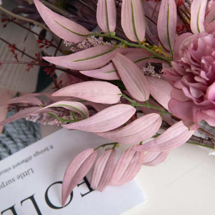 Kunstblumen Künstliche Pflanzen Blumen Deko Seidenblumen Pfingstrose Blumenarrangements Kernstück Hochzeit Blumenstrauß(lila)
