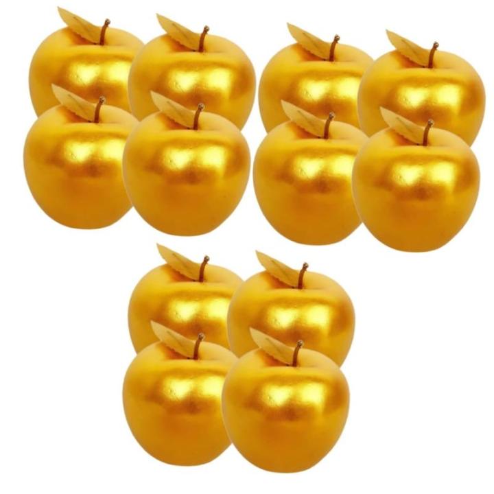 12 STK Simulierter Goldener Apfel Gefälschte Früchte Prop Falsches Obst Gefälschte Äpfel Künstliche Traubentraube Fruchtfliege Künstliche Weihnachtsfrüchte Modell Vitrine Sc