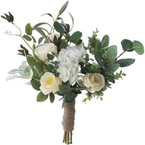 Hochzeits-Brautstrauß mit künstlichen Blumen, künstliche Blumen, weißer Brautstrauß, Handstrauß, künstlicher Pflanzenstrauß, Hochzeitsdekoration, Innendekoration
