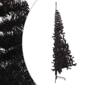 Schwarzer künstlicher halber Weihnachtsbaum, Tannenbaum mit Metallständer, Weihnachtsdekoration fürs Zimmer (240 cm)