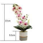 Kunstgele tweetartige orchideeënbloem in pot, siliconen bloempot, phalaenopsis, 8-koppige phalaenopsis met bloempot, witte vlinder simulatiebloem (wit)