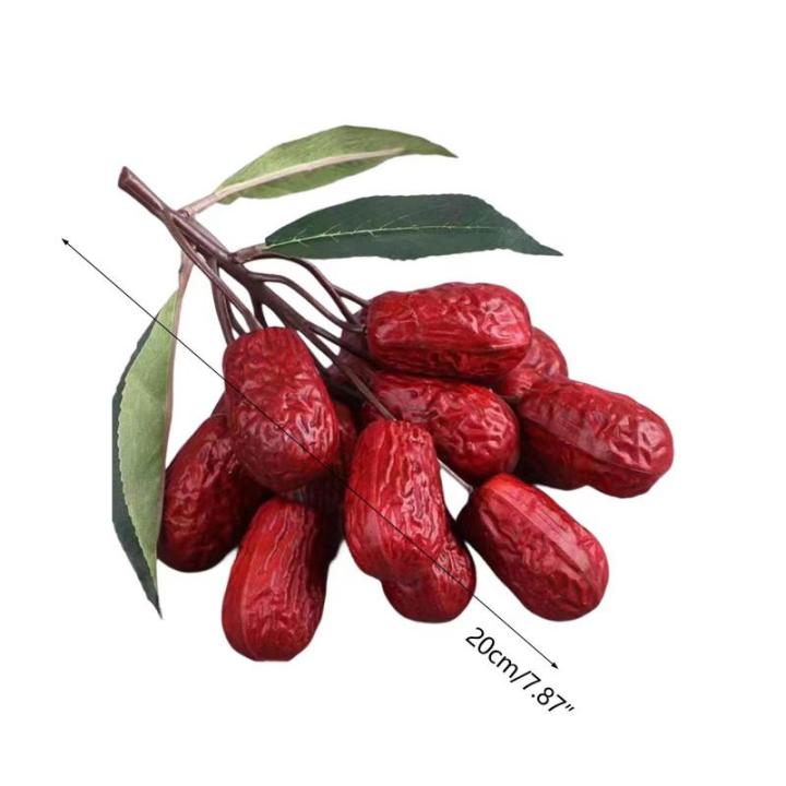 Künstliches Rotdatum, realistisches Jujube-Ornament, simuliertes getrocknetes Nussmodell für Fotografie, Bürodekorationen