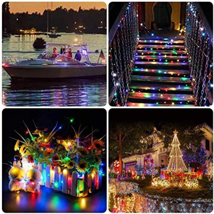 Kleurrijke Outdoor Kerstverlichting 10M 100 LEDs Koperdraad Lichtgevende Kettingen Indoor Waterdicht 8 Modi Lichtgevende Garland Fairy Lights Decoratief voor Kerst Tuin Home Party 