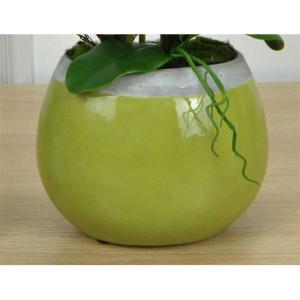 Kunstblumen Phalaenopsis-Kunstblumen-Arrangement mit Keramiktopf, Ochidenpflanzen, künstliche Orchidee im Topf, Simulationsblumentopf für jeden Anlass