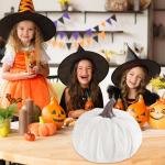Kunstkürbisse aus Samt für Herbstdekoration für Thanksgiving und Halloween-Feiern (weiß)