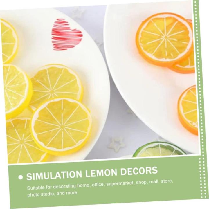 4 Sätze Nachahmung Einer Zitronenscheibe Gefälschte Zitrone Künstliche Zitronen Foto Fälschung Tisch Kalk Simulation Von Zitronenscheiben Zitrone-limetten-Scheibe PVC 24 Stück