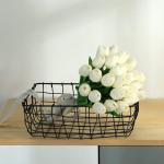 10 stuks PU Real Touch Latex Kunstmatige tulpen neptulpen bloemen boeketten bloemenarrangement voor huis kamer bruiloftsboeket middenstuk, wit