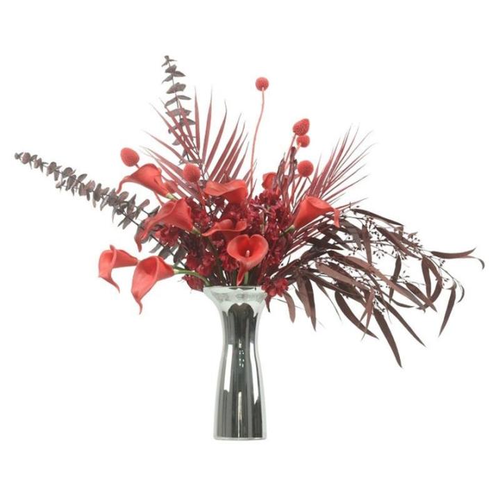 Kunstblumen Blumenkunst-Simulationsblumen-Dekor – eleganter künstlicher künstlicher Pflanzenstrauß für den Tisch im Wohnzimmer, handgefertigte Glasvase für jeden Anlass