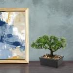 Kunstbonsai Natuurgetrouwe kunstplant, kunstboom, bonsai, ceder, grenen, podocarpus, plastic plant, kunstplant met keramische pot in zwart, voor badkamerdecoratie, desktop, kantoor