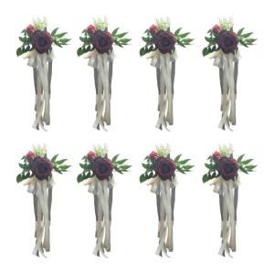 6 Stück Hochzeitszeremonie Ornamente Raffinierte Stuhlverzierungen Mit Künstlichen Blumen Kirchenbänken Blumen