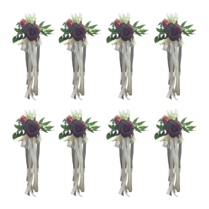 6 Stück Hochzeitszeremonie Ornamente Raffinierte Stuhlverzierungen Mit Künstlichen Blumen Kirchenbänken Blumen