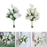Hochzeitssträuße für die Braut, Rosen, Calla-Lilien, Hochzeitsblumen, künstliche Brautsträuße für eine rustikale Hochzeitszeremonie